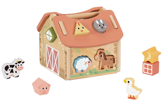“Granja encajable de madera Montessori con animales y bloques”