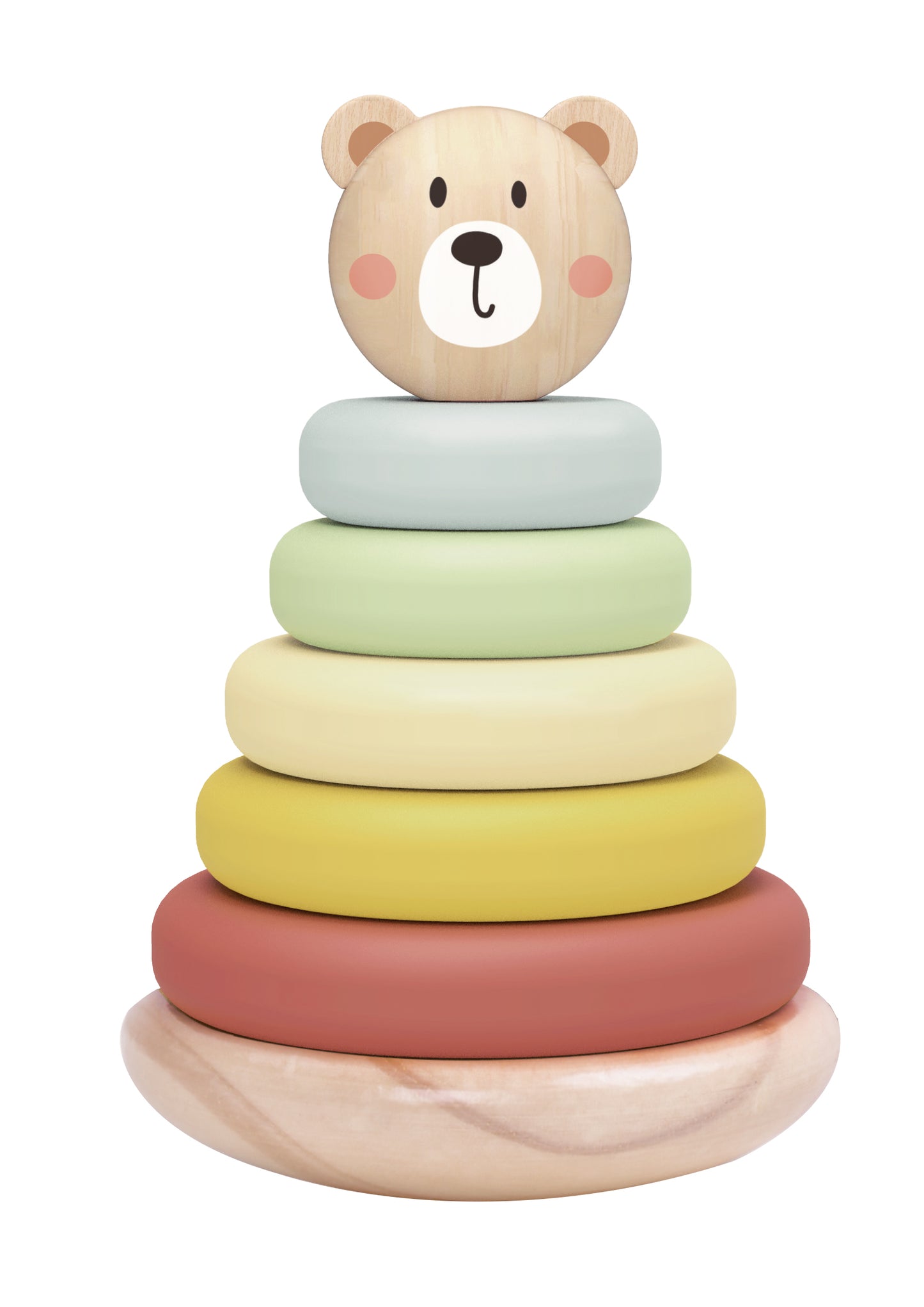 “Torre de apilamiento Montessori de madera con forma de oso”