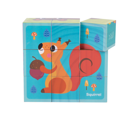“Puzzle de bloques de madera con ilustraciones de animales”