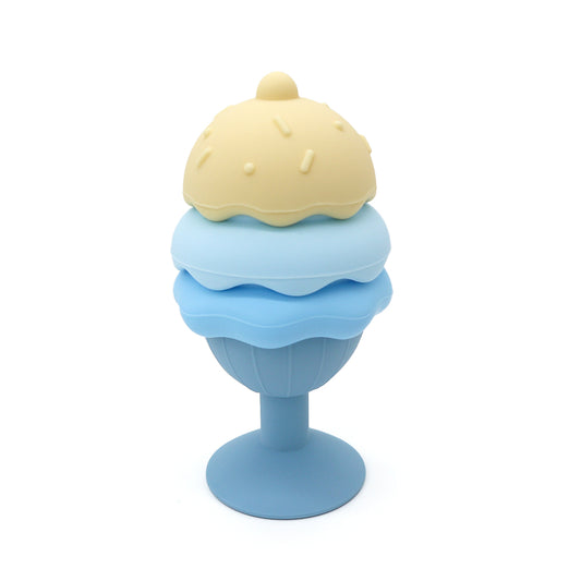 Foto del helado completo en color azul – juguete de baño apilable de silicona.