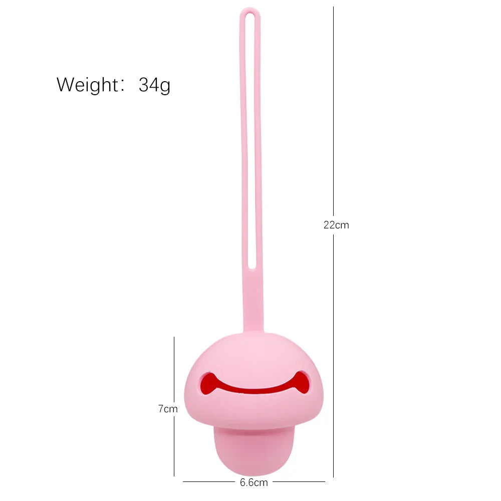 Estuche de chupetes de silicona rosado con asa; medidas 22×6,6×7 cm y peso 34 g.
