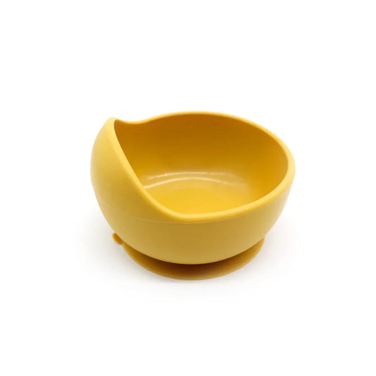 Bowl de silicona con ventosa antideslizante para bebés, color mango.