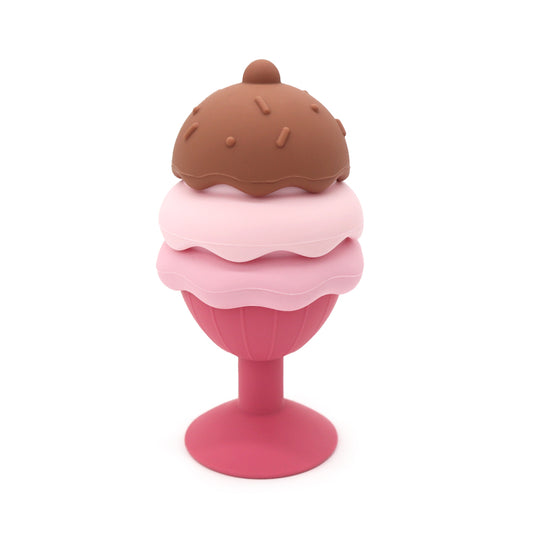 Foto del helado completo en color rosa – juguete de baño apilable de silicona.