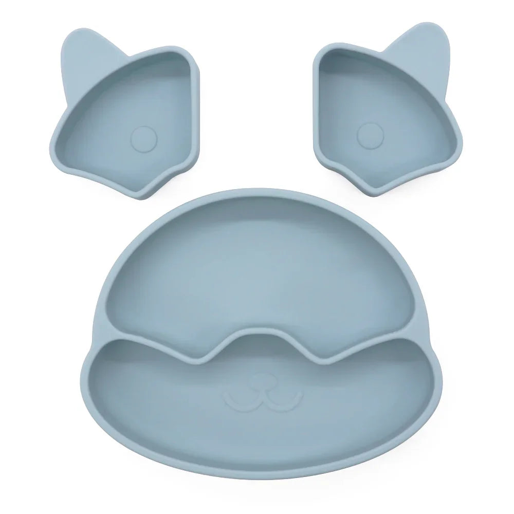 Plato de silicona con forma de perrito y divisiones, parte del Set Puppy