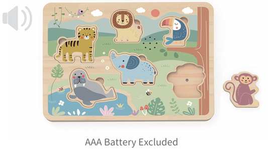 “Puzzle interactivo de 7 piezas de animales con sonido para niños 18m+”