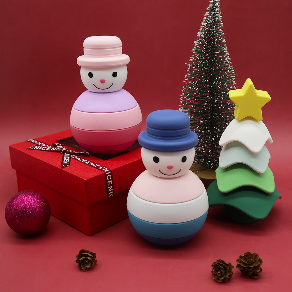 Muñeco de Nieve Apilable de Silicona – Juguete Sensorial